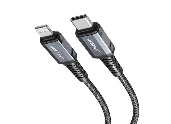 ACEFAST C23-01 Type-C to Lightning 30W PD Fast Charging Cable 1.2m Braided, USB-C to iPhone, Smart Chip, Reinforced Zinc-Alloy Connectors USB 2.0 Data Sync, Durable for iPhone/iPad - Black